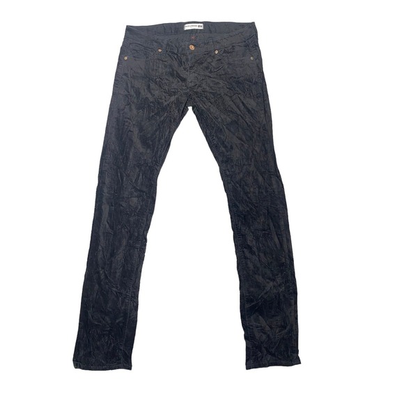 Uniqlo Ines De La Fressange Womens Straight Velvet Leg Black Denim Pockets SZ 27 - Picture 1 of 8